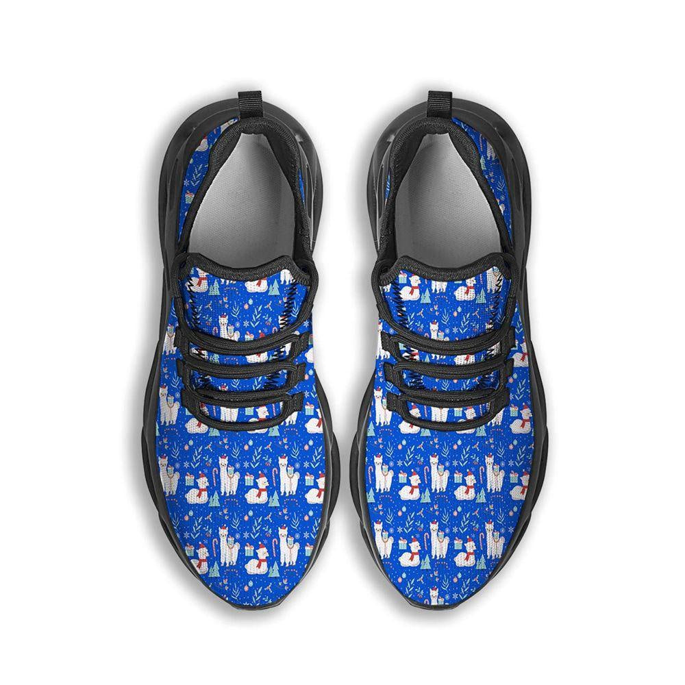 Llama Christmas Print Pattern Black Max Soul Shoes, Christmas Sneakers, Christmas Shoes, Christmas Clunky Sneaker