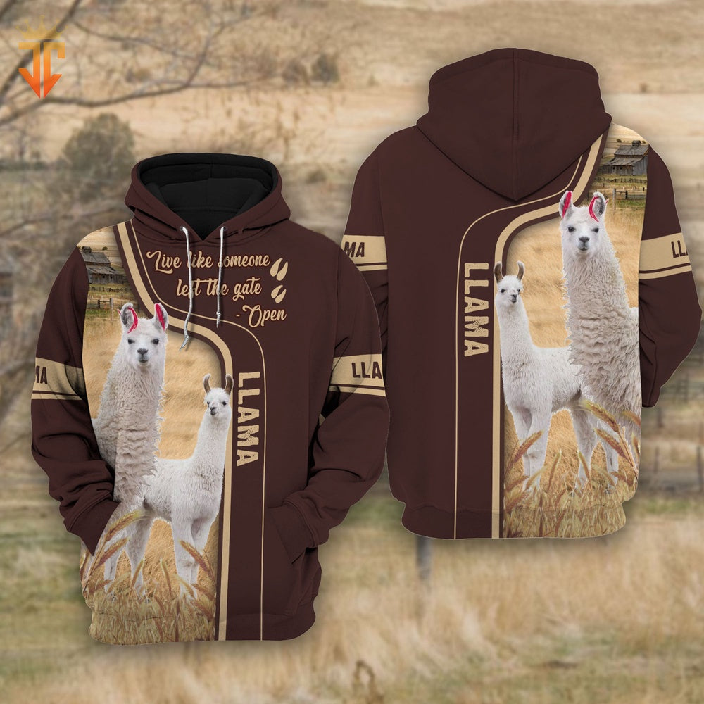 Llama Live Like Someone left the gate open Shirts, Farmer Hoodie, Farm Themed Shirts, Farm Tee Shirts
