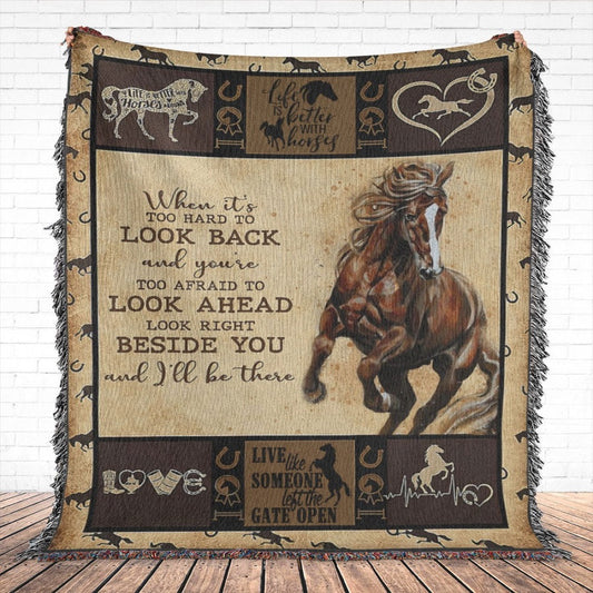 Look Ahead Horse All Over Printed 3D Woven Blanket, Farm Blanket, Farm Animal Blanket