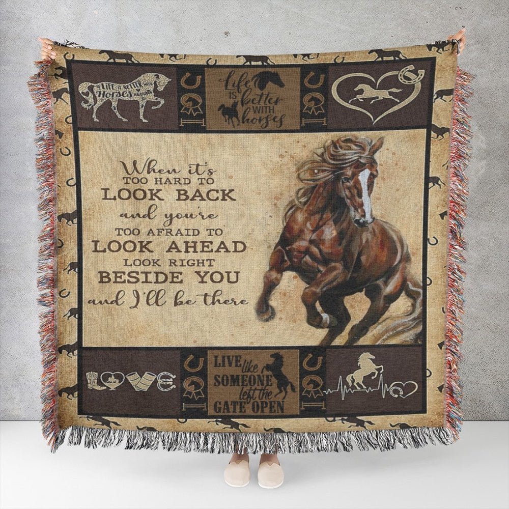 Look Ahead Horse All Over Printed 3D Woven Blanket, Farm Blanket, Farm Animal Blanket