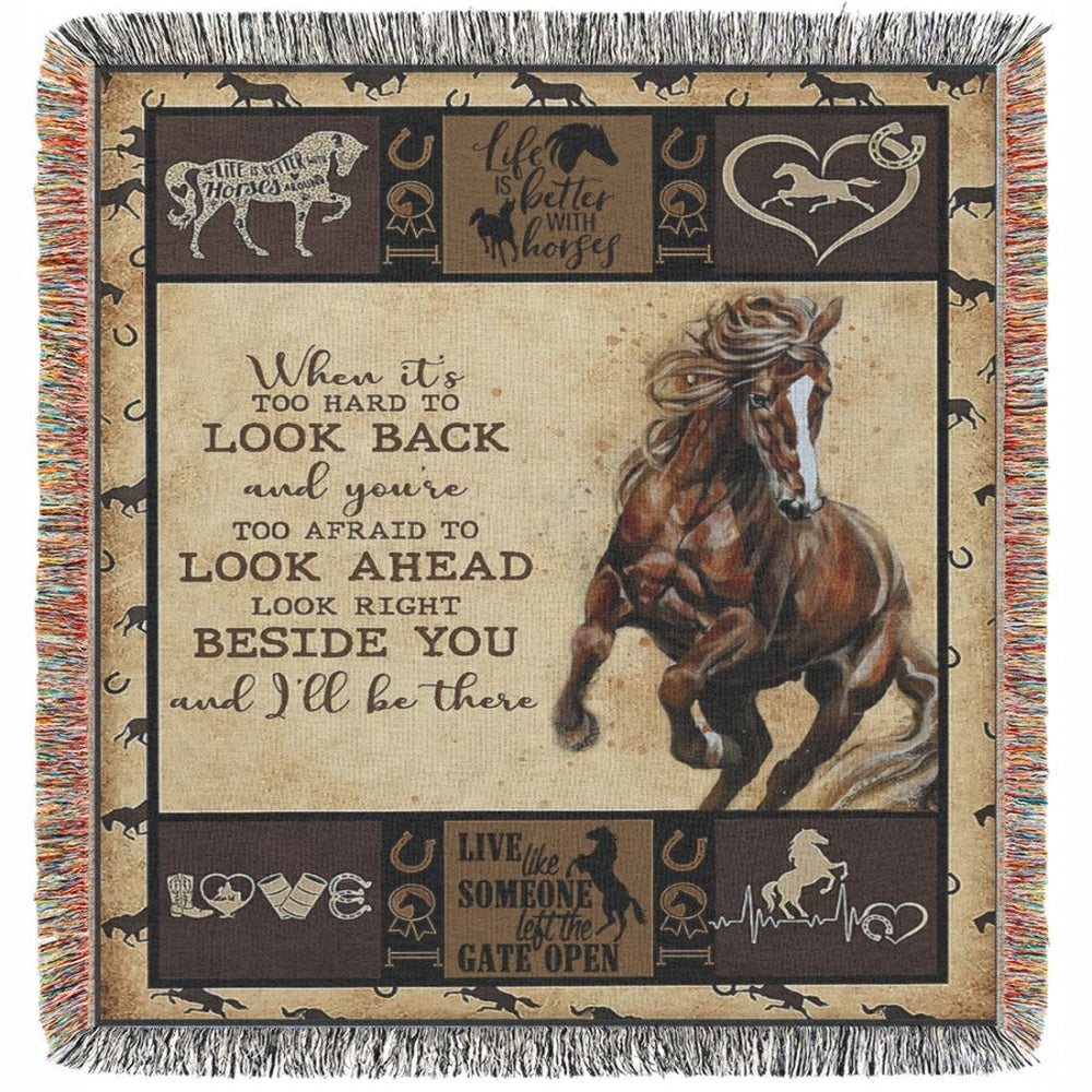 Look Ahead Horse All Over Printed 3D Woven Blanket, Farm Blanket, Farm Animal Blanket