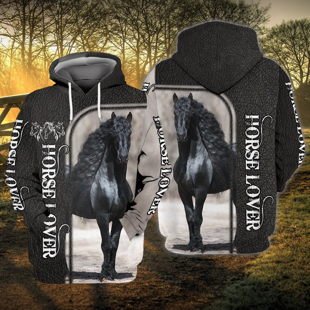 Love Horse Black Custom Name 3D Shirts, Farmer Hoodie, Custom Farm Shirts, Farmer T Shirt