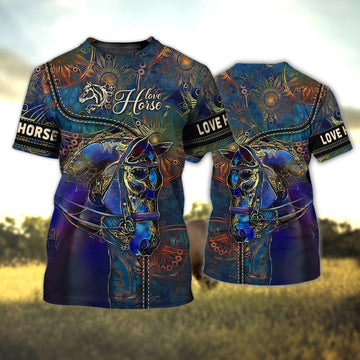 Love Horse Color Custom Name 3D Shirts, Farmer Hoodie, Custom Farm Shirts, Farmer T Shirt