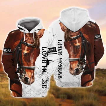 Love Horse White Custom Name 3D Shirts, Farmer Hoodie, Custom Farm Shirts, Farmer T Shirt
