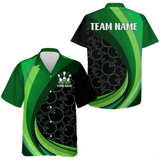 Lucky Bowling Shirt For Men & Women St. Patrick Day Bowling Shirt , Custom Green Hawaii Team Shirt, Bowling Team Hawaiian
