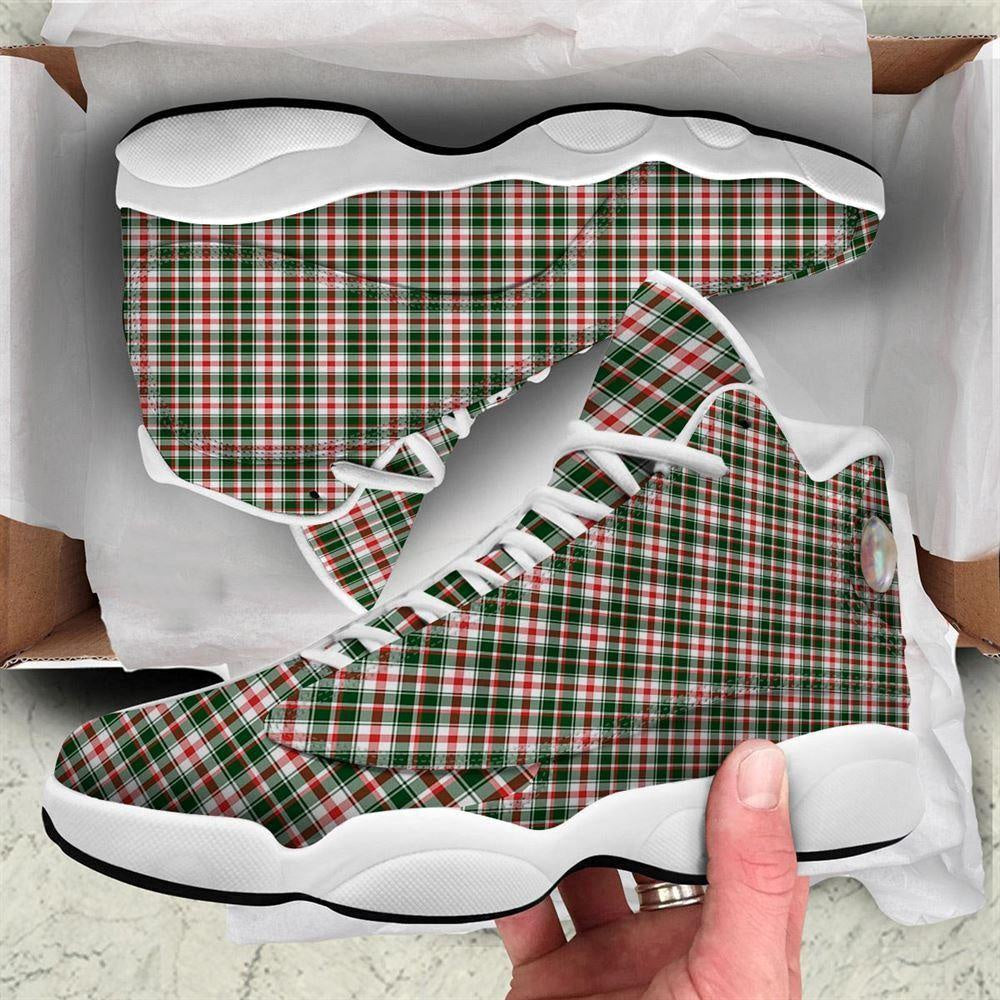 Madras Plaid Christmas Print Basketball Shoes, Christmas Basketball Shoes, Christmas Shoes