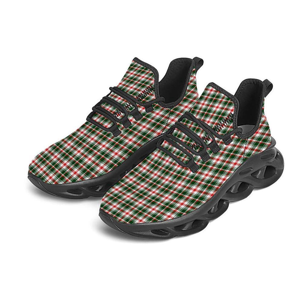 Madras Plaid Christmas Print Black Max Soul Shoes, Christmas Sneakers, Christmas Shoes, Christmas Clunky Sneaker