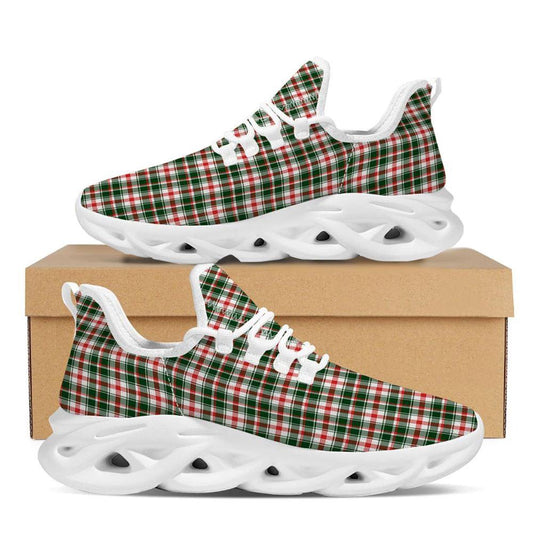 Madras Plaid Christmas Print White Max Soul Shoes, Christmas Sneakers, Christmas Shoes, Christmas Clunky Sneaker