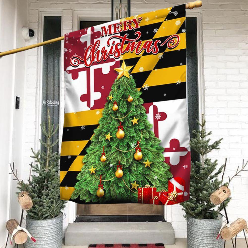 Maryland Christmas Flag, Christmas Outdoor Decor Decoration