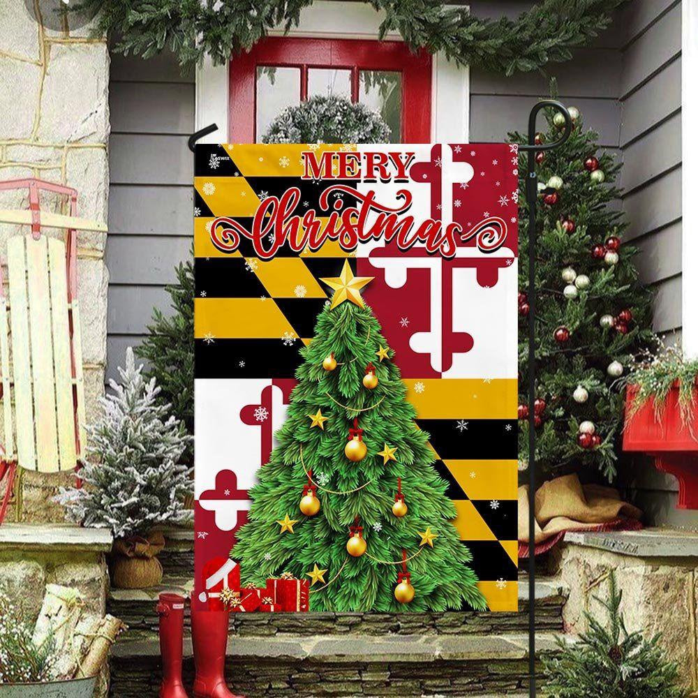 Maryland Christmas Flag, Christmas Outdoor Decor Decoration