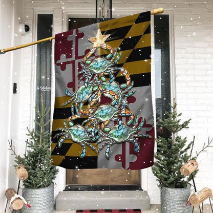 Maryland Flag Blue Crab Christmas, Christmas Outdoor Decor Decoration