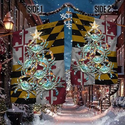 Maryland Flag Blue Crab Christmas, Christmas Outdoor Decor Decoration