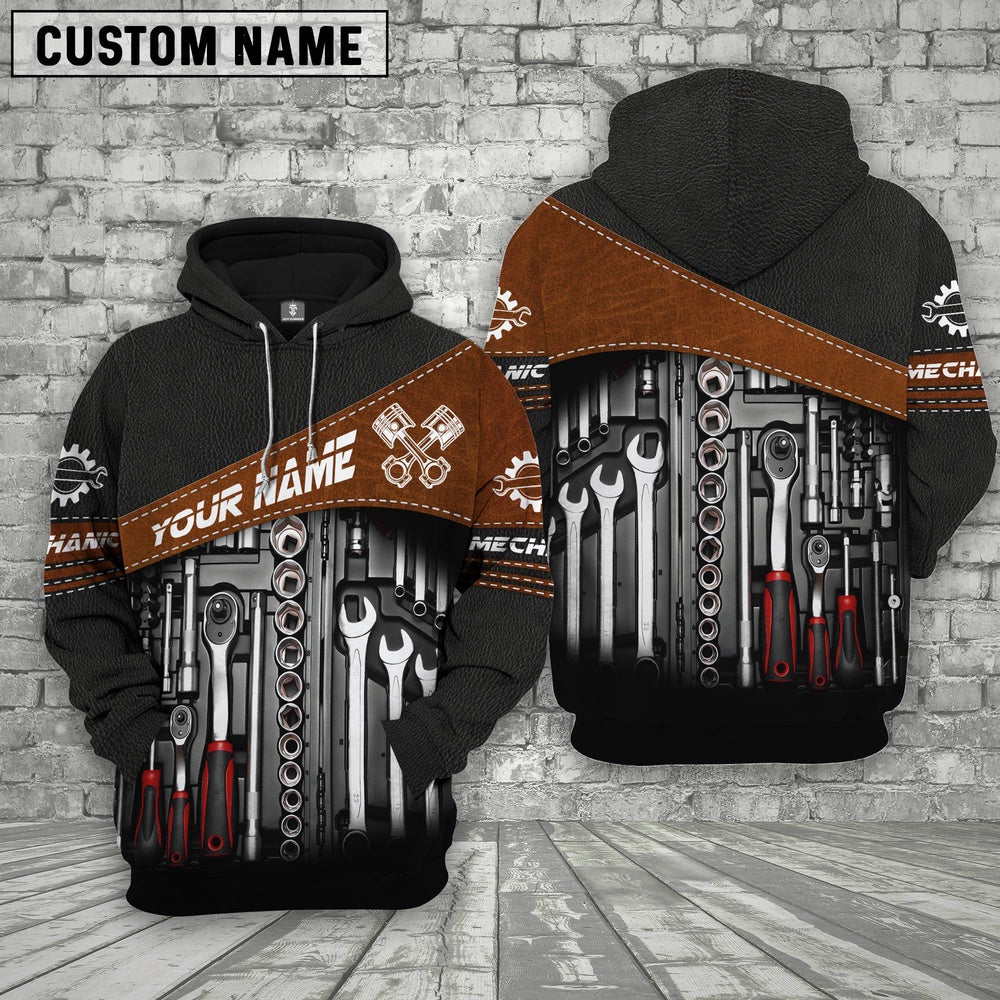 Mechanic Custom Name Printed 3D Black Hoodie, Farmer Hoodie, Custom Farm Shirts, Farmer T Shirt