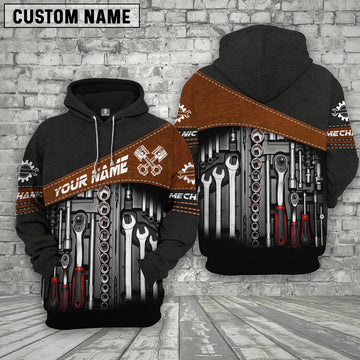 Mechanic Custom Name Printed 3D Black Hoodie, Farmer Hoodie, Custom Farm Shirts, Farmer T Shirt