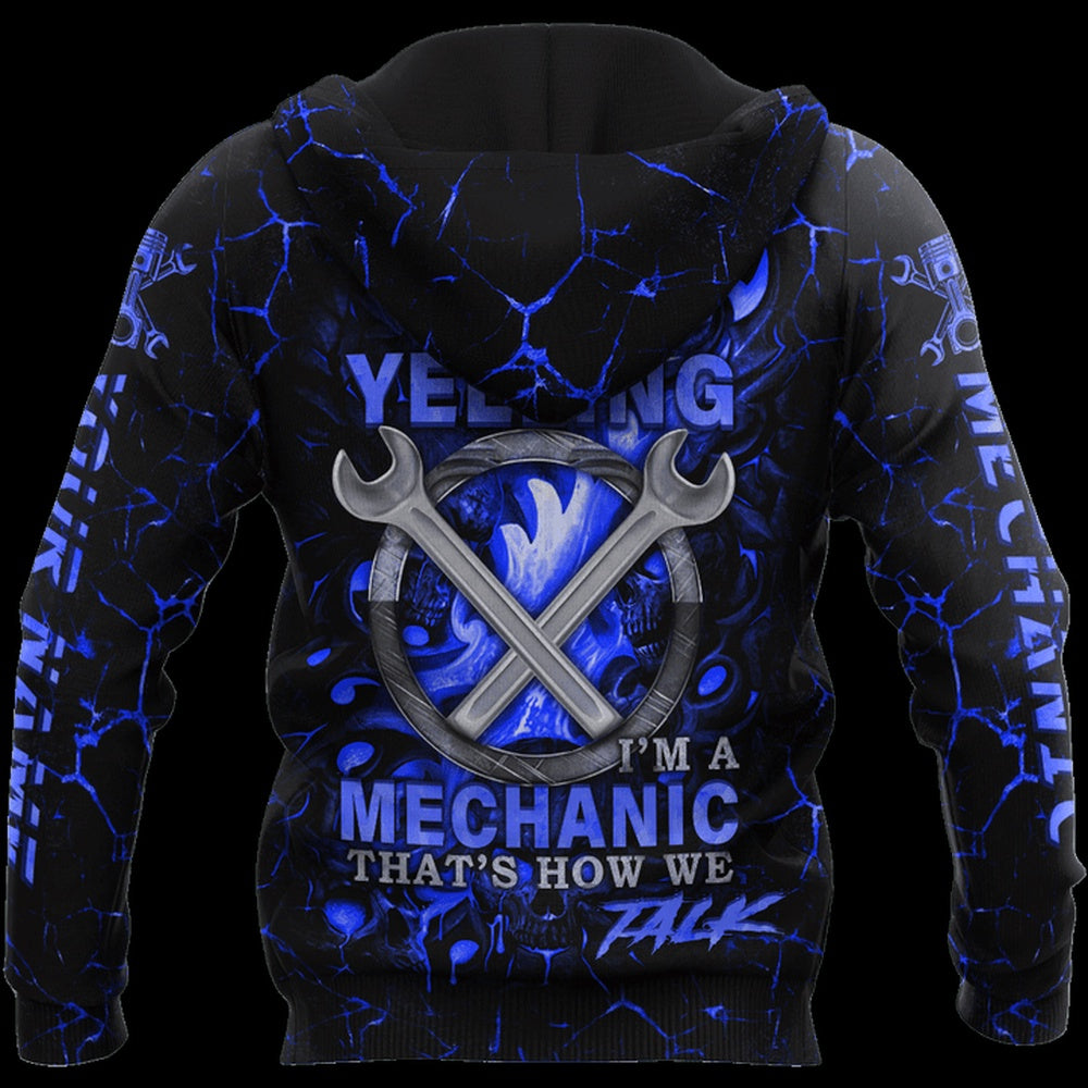 Mechanic Custom Name Skull Printed 3D Hoodie, Farmer Hoodie, Custom Farm Shirts, Farmer T Shirt
