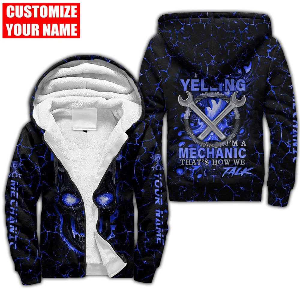 Mechanic Custom Name Skull Printed 3D Hoodie, Farmer Hoodie, Custom Farm Shirts, Farmer T Shirt