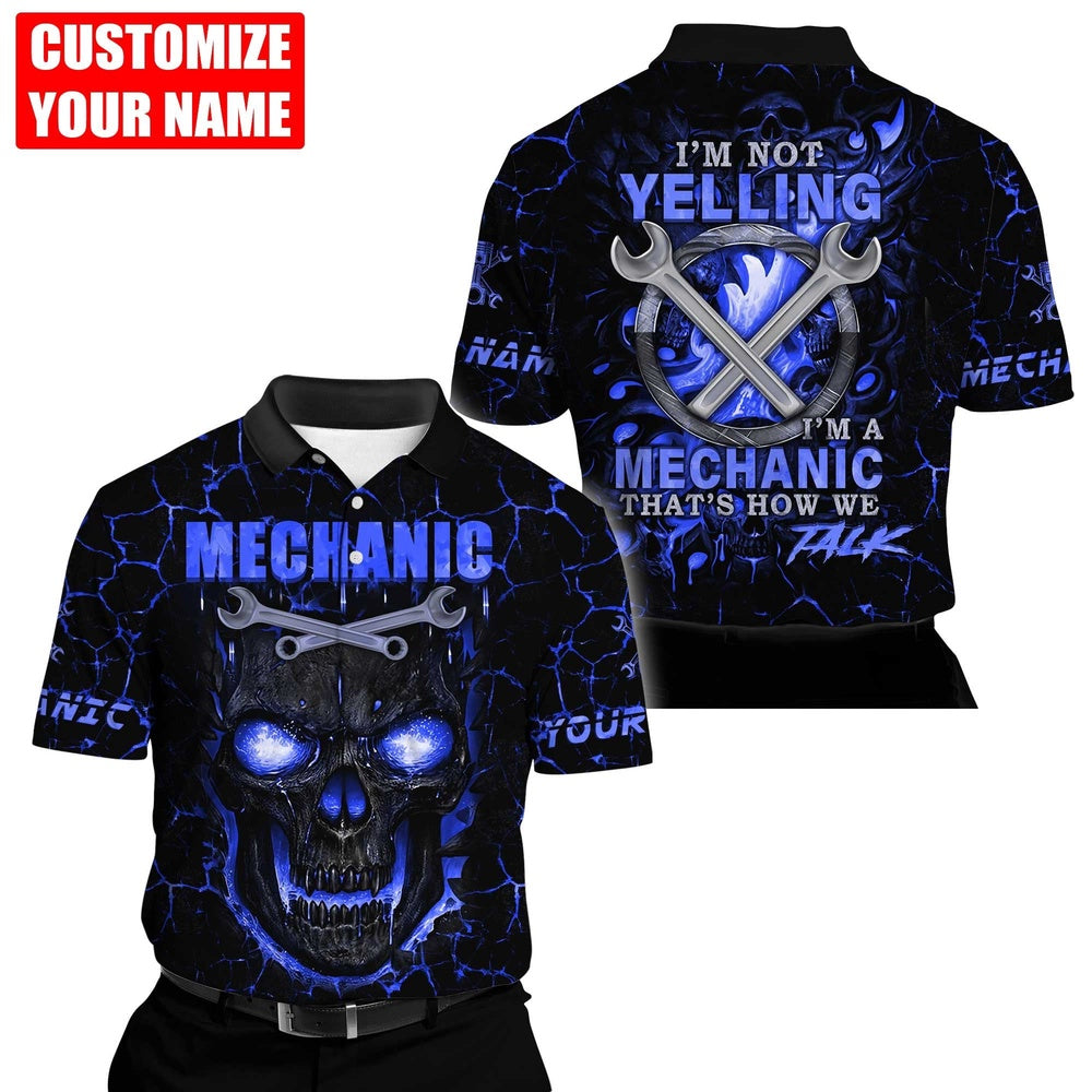 Mechanic Custom Name Skull Printed 3D Hoodie, Farmer Hoodie, Custom Farm Shirts, Farmer T Shirt