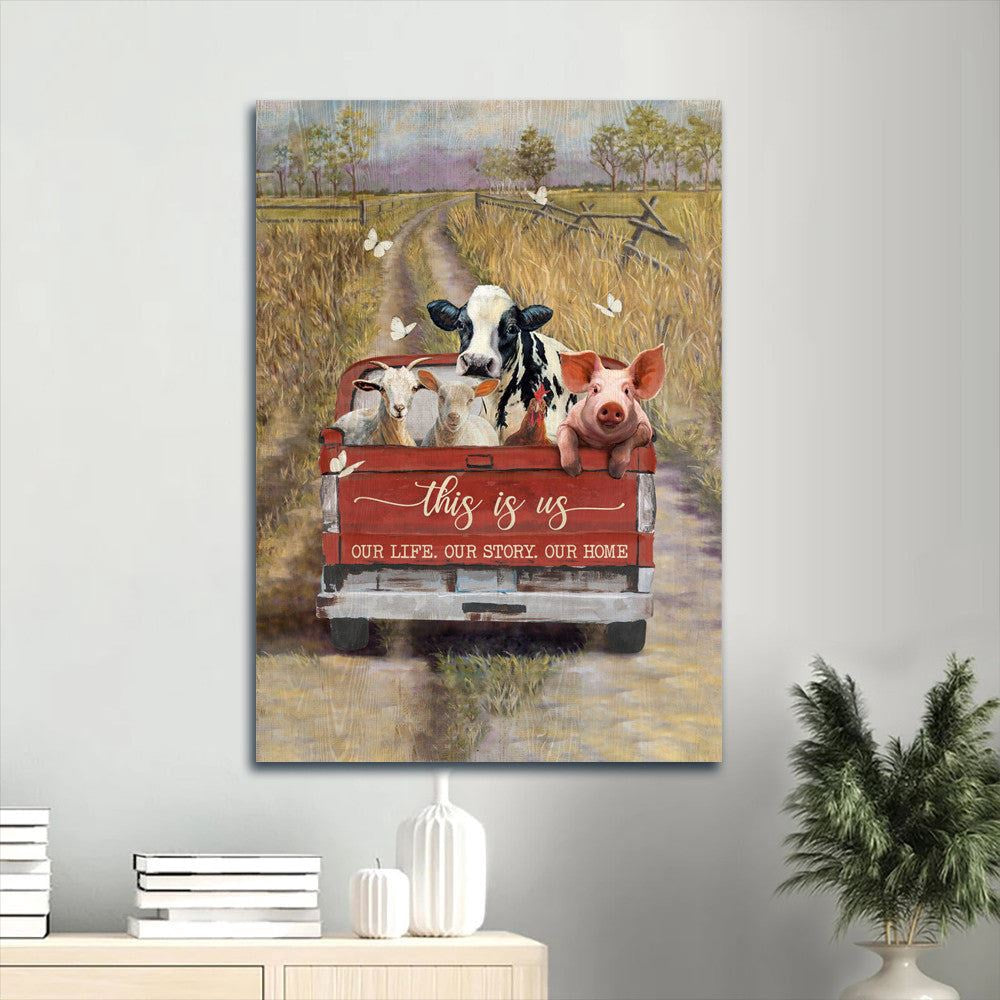 Memorial Portrait Canvas, Animal Drawing, Happy Farm, Watercolor Ladybug Car Portrait Canvas, Farm Canvas, Farm Art Decor