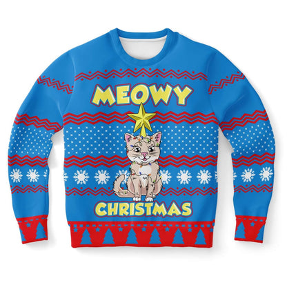 Meowy Christmas Cat Ugly Christmas Sweater, Christmas Ugly Sweater, Sweater Xmas, Ugly Sweater
