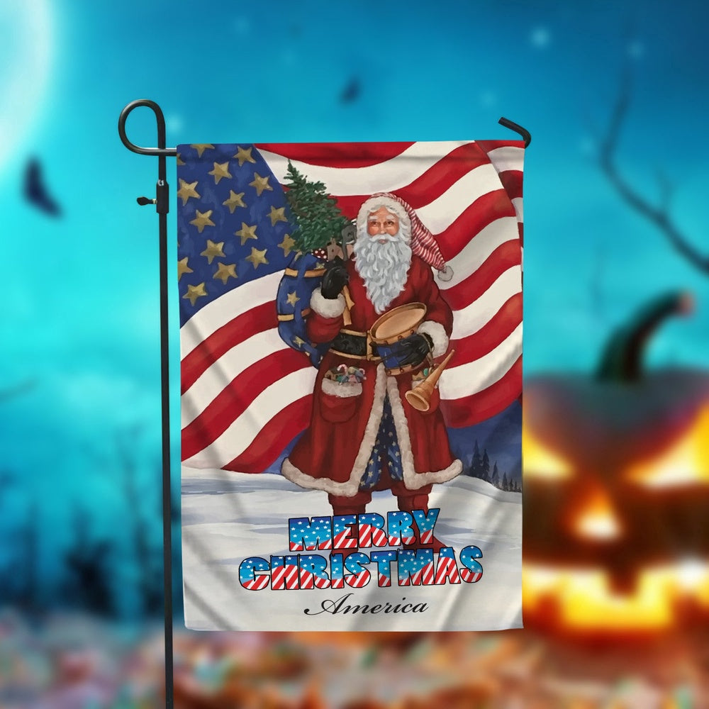 Merry Christmas America Garden FlagXmas, Garden Flags, Outdoor Xmas Flags, Christmas Outdoor Decor