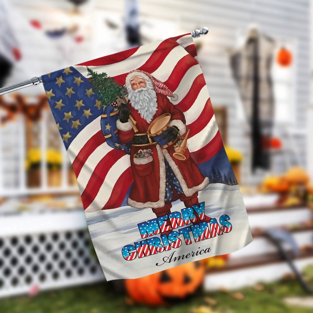Merry Christmas America Garden FlagXmas, Garden Flags, Outdoor Xmas Flags, Christmas Outdoor Decor