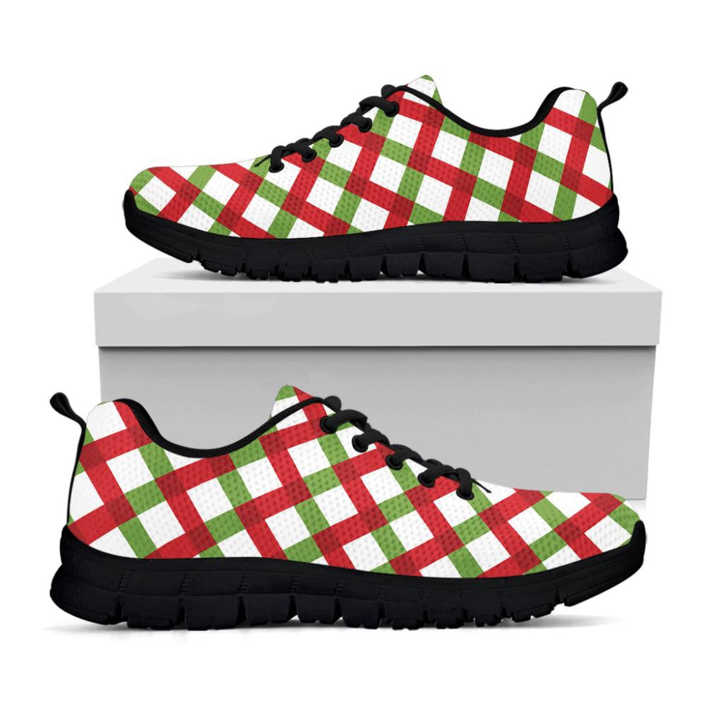 Merry Christmas Checkered Pattern Print Shoes Sneaker, Christmas Shoes, Chistmas Sneaker, Christmas Running Shoes