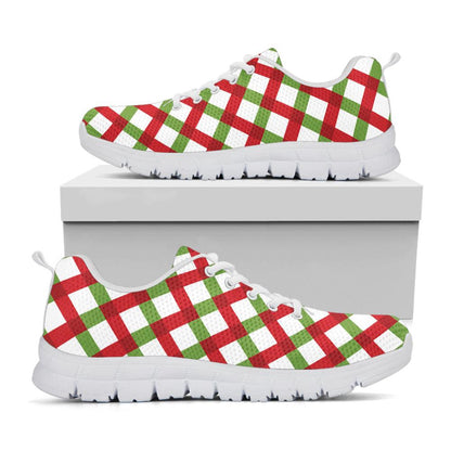 Merry Christmas Checkered Pattern Print Shoes Sneaker, Christmas Shoes, Chistmas Sneaker, Christmas Running Shoes