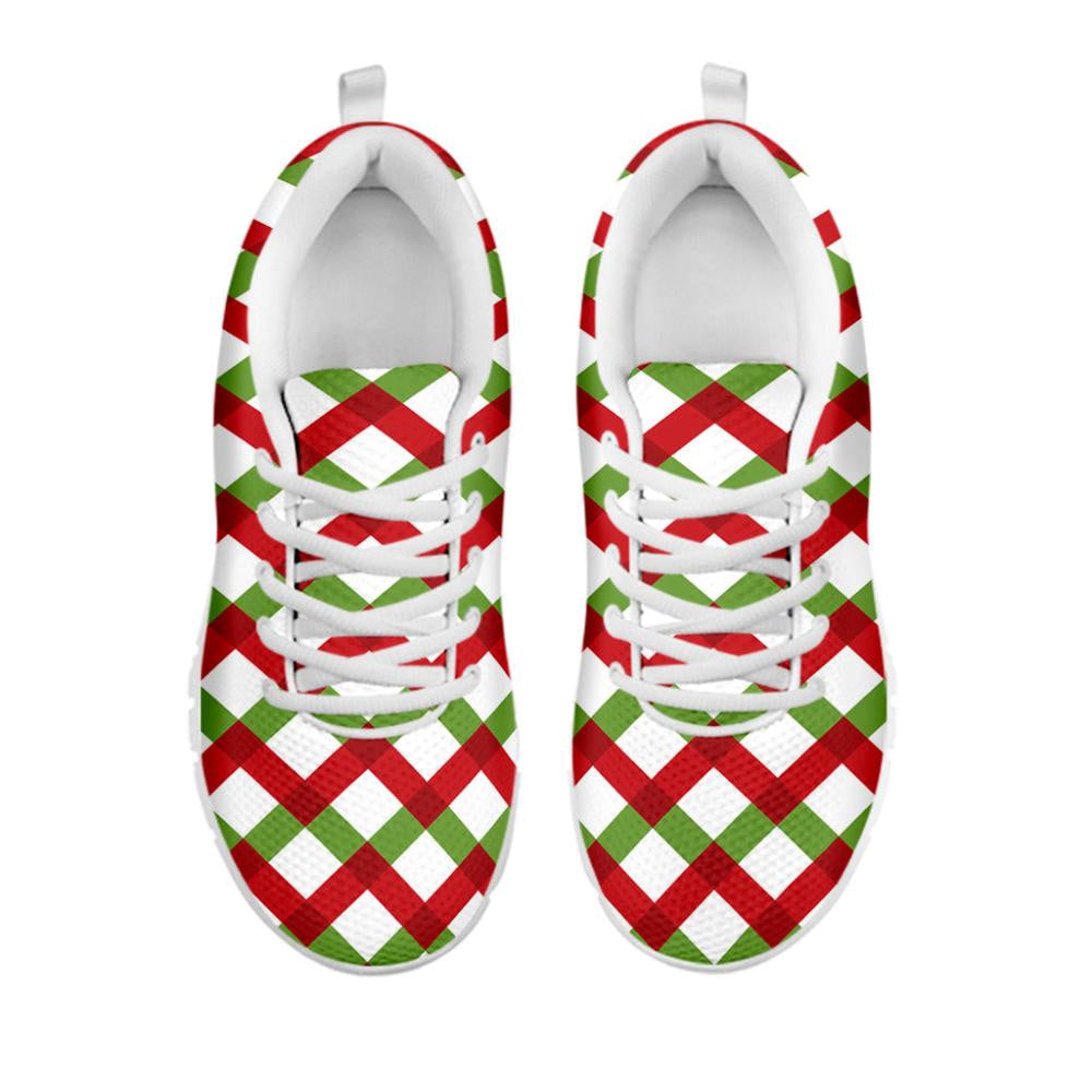 Merry Christmas Checkered Pattern Print Shoes Sneaker, Christmas Shoes, Chistmas Sneaker, Christmas Running Shoes