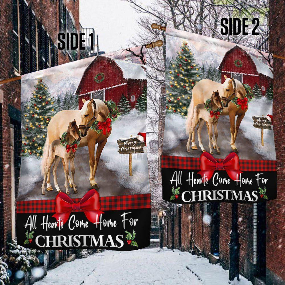 Merry Christmas Flag All Hearts Come Home For Christmas, Christmas Outdoor Decor Decoration