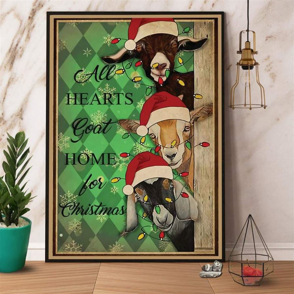 Merry Christmas Goat All Heart Goat Home For Christmas Goat Lover Farm Life Canvas, Farm Canvas, Farm Art Decor