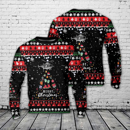 Merry Christmas Helicopter Christmas AOP Sweater, Christmas Ugly Sweater, Sweater Xmas, Ugly Sweater