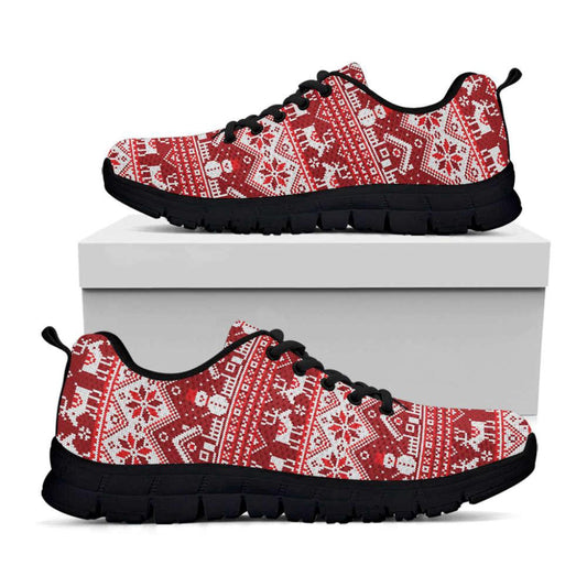 Merry Christmas Knitted Pattern Print Shoes Sneaker, Christmas Shoes, Chistmas Sneaker, Christmas Running Shoes