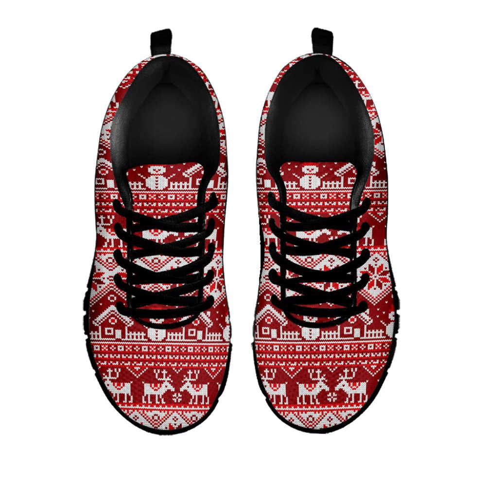 Merry Christmas Knitted Pattern Print Shoes Sneaker, Christmas Shoes, Chistmas Sneaker, Christmas Running Shoes