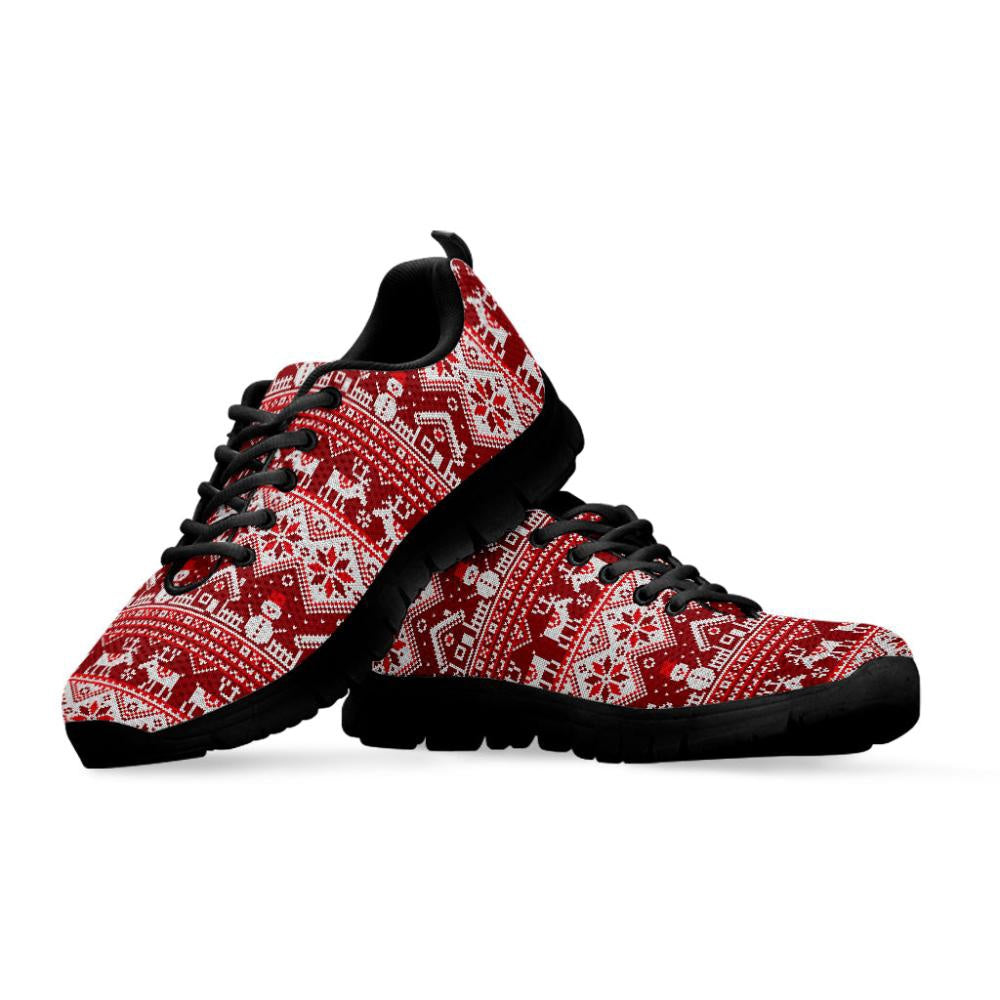 Merry Christmas Knitted Pattern Print Shoes Sneaker, Christmas Shoes, Chistmas Sneaker, Christmas Running Shoes