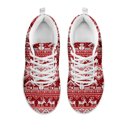 Merry Christmas Knitted Pattern Print Shoes Sneaker, Christmas Shoes, Chistmas Sneaker, Christmas Running Shoes