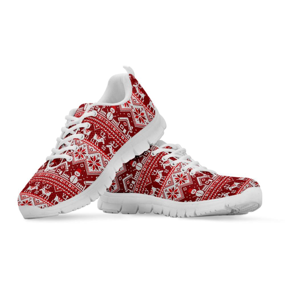 Merry Christmas Knitted Pattern Print Shoes Sneaker, Christmas Shoes, Chistmas Sneaker, Christmas Running Shoes