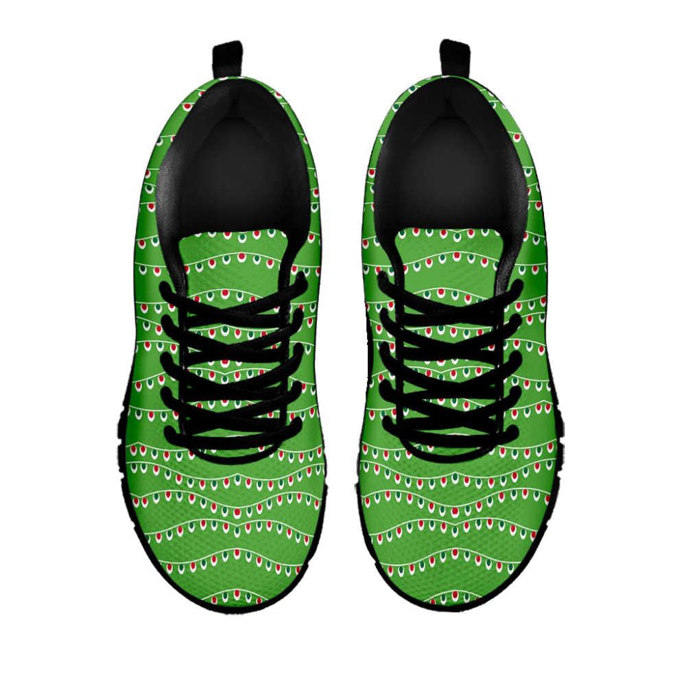 Merry Christmas Lights Pattern Print Shoes Sneaker, Christmas Shoes, Chistmas Sneaker, Christmas Running Shoes