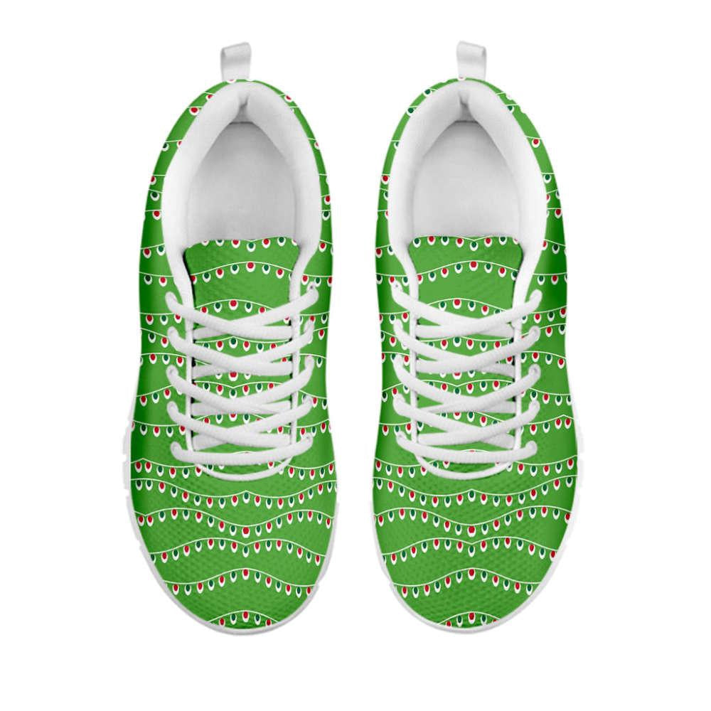 Merry Christmas Lights Pattern Print Shoes Sneaker, Christmas Shoes, Chistmas Sneaker, Christmas Running Shoes