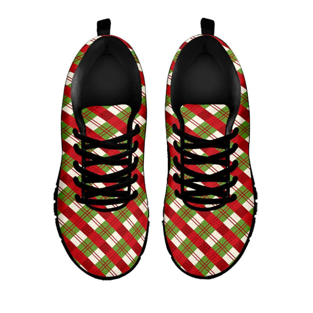 Merry Christmas Plaid Pattern Print Shoes Sneaker, Christmas Shoes, Chistmas Sneaker, Christmas Running Shoes