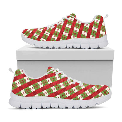 Merry Christmas Plaid Pattern Print Shoes Sneaker, Christmas Shoes, Chistmas Sneaker, Christmas Running Shoes