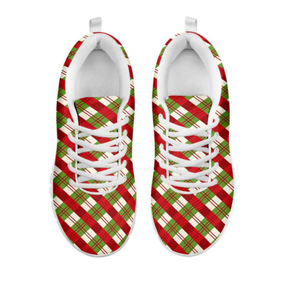 Merry Christmas Plaid Pattern Print Shoes Sneaker, Christmas Shoes, Chistmas Sneaker, Christmas Running Shoes