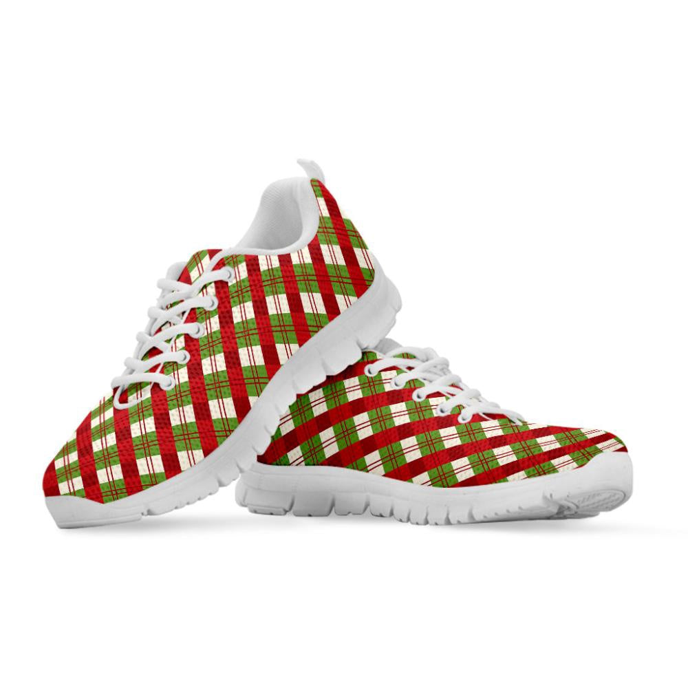 Merry Christmas Plaid Pattern Print Shoes Sneaker, Christmas Shoes, Chistmas Sneaker, Christmas Running Shoes