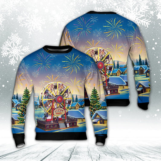 Merry Christmas The Giant Wheel Christmas Sweater, Christmas Ugly Sweater, Sweater Xmas, Ugly Sweater