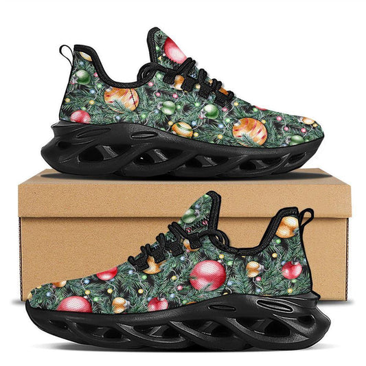 Merry Christmas Watercolor Print Pattern Black Max Soul Shoes, Christmas Sneakers, Christmas Shoes, Christmas Clunky Sneaker