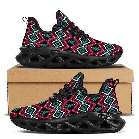 Merry Christmas Zigzag Print Pattern Black Max Soul Shoes, Christmas Sneakers, Christmas Shoes, Christmas Clunky Sneaker