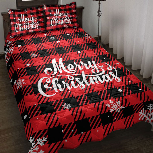 Merrymas Snowflake Red Buffalo Check Xmas Winter Bedding Set, Christmas Beddings, Xmas Bedding Sets