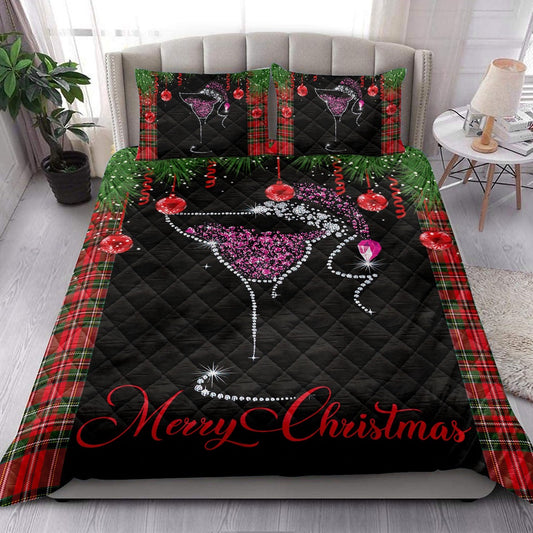 Merrymas Wine Diamonds Star Bedding Set, Christmas Beddings, Xmas Bedding Sets