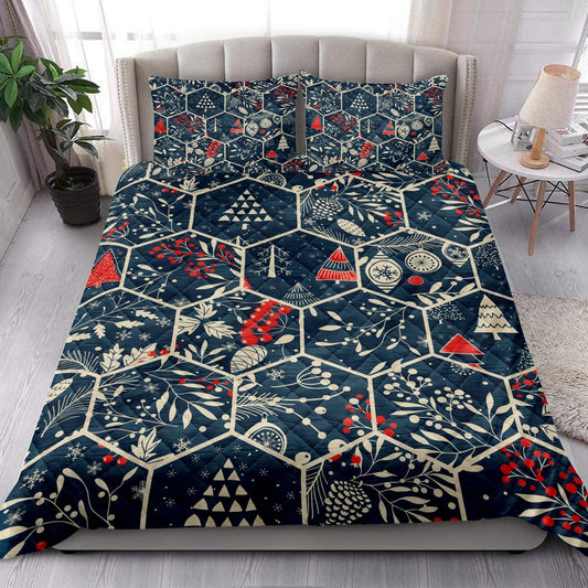 Merrymas With Fir Conemas Trees Holly Leaves Berries Bedding Set, Christmas Beddings, Xmas Bedding Sets