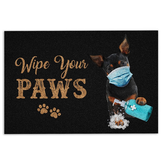 Miniature Pinscher Welcome Doormat, Funny Miniature Pinscher Dog Wearing Face Mask Wipe Your Paws Welcome Doormat, Pets Home Decor Door Mat