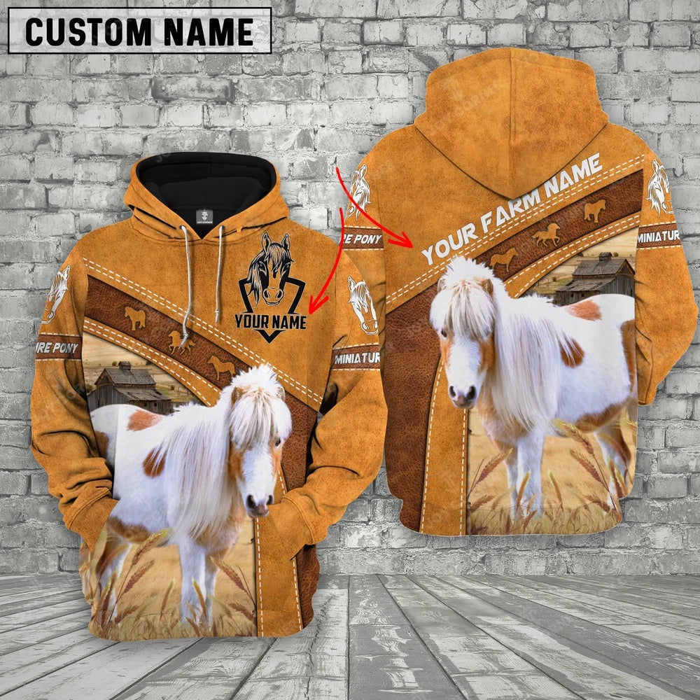 Miniature Pony 3D Customized Name Farm Name Hoodie, Farmer Hoodie, Custom Farm Shirts, Farmer T Shirt